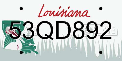 53QD892 Louisiana License Plate