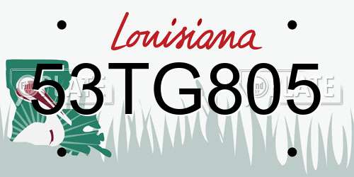 53TG805 Louisiana License Plate