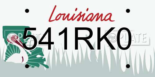 541RK0 Louisiana License Plate