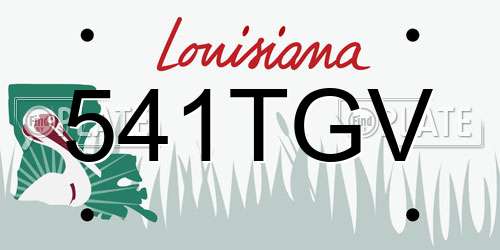 541TGV Louisiana License Plate