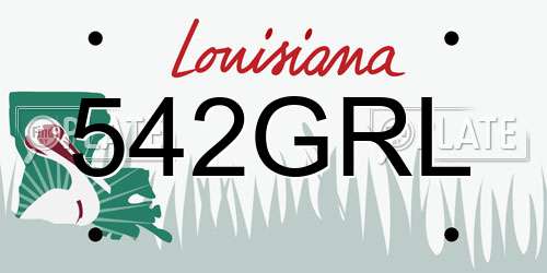 542GRL Louisiana License Plate