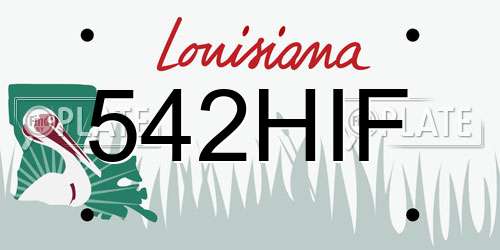 542HIF Louisiana License Plate