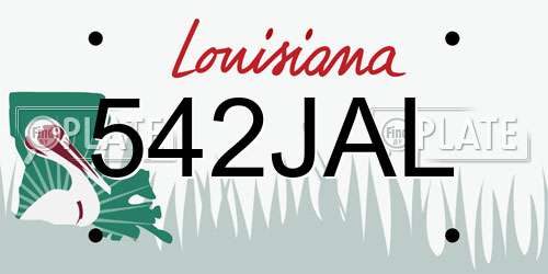 542JAL Louisiana License Plate