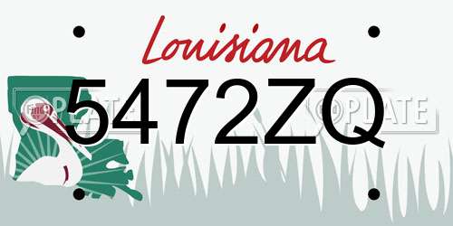 5472ZQ Louisiana License Plate