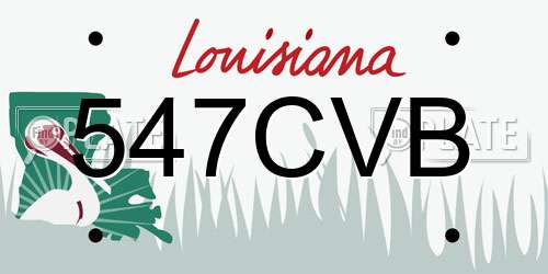 547CVB Louisiana License Plate