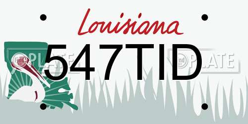 547TID Louisiana License Plate