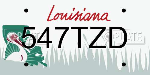 547TZD Louisiana License Plate