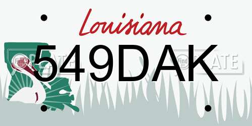 549DAK Louisiana License Plate