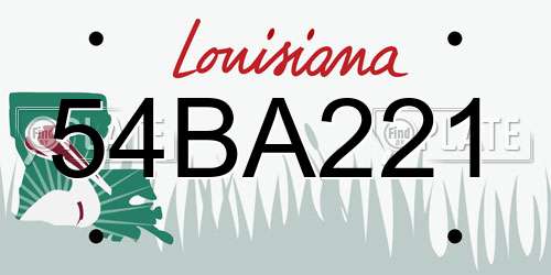 54BA221 Louisiana License Plate