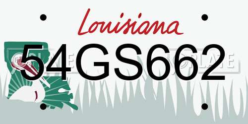 54GS662 Louisiana License Plate