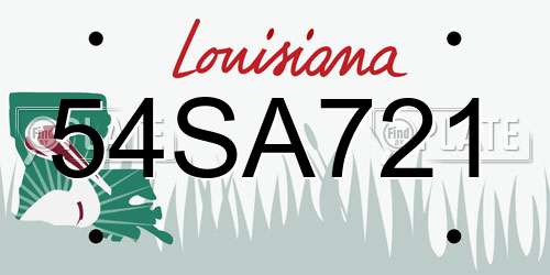 54SA721 Louisiana License Plate
