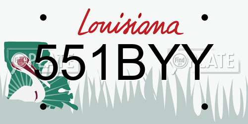 551BYY Louisiana License Plate