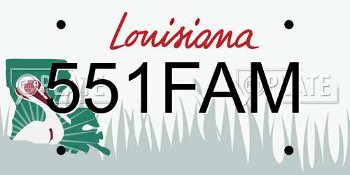 551FAM Louisiana License Plate