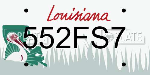 552FS7 Louisiana License Plate