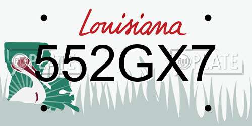 552GX7 Louisiana License Plate
