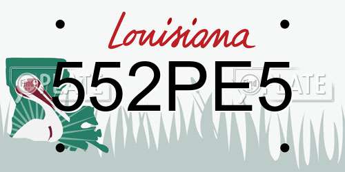 552PE5 Louisiana License Plate