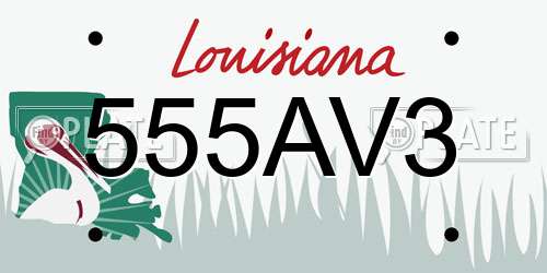 555AV3 Louisiana License Plate
