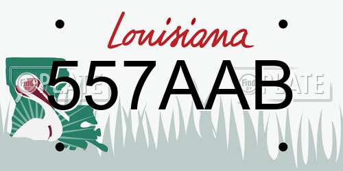 557AAB Louisiana License Plate