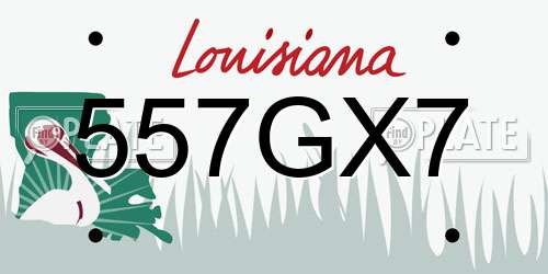 557GX7 Louisiana License Plate