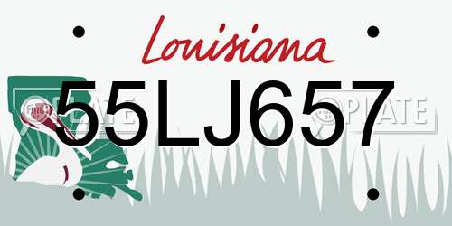 55LJ657 Louisiana License Plate