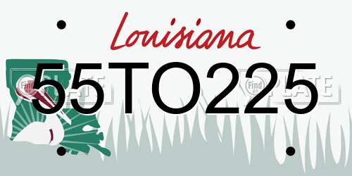 55TO225 Louisiana License Plate