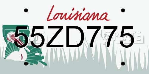 55ZD775 Louisiana License Plate
