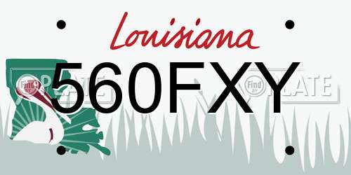 560FXY Louisiana License Plate