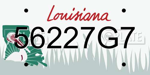56227G7 Louisiana License Plate