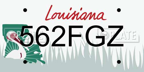 562FGZ Louisiana License Plate