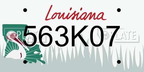 563K07 Louisiana License Plate