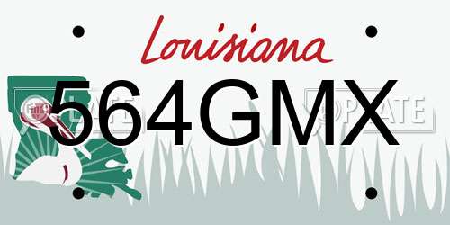564GMX Louisiana License Plate