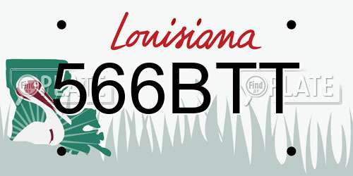 566BTT Louisiana License Plate