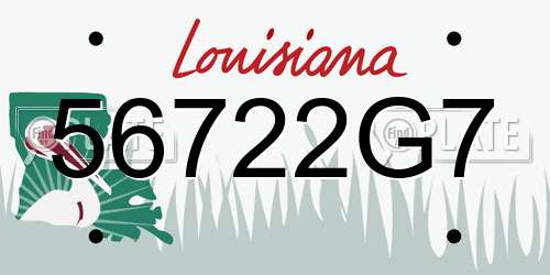 56722G7 Louisiana License Plate
