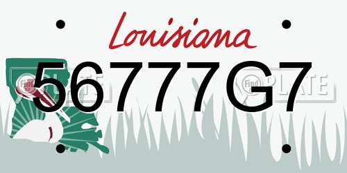 56777G7 Louisiana License Plate