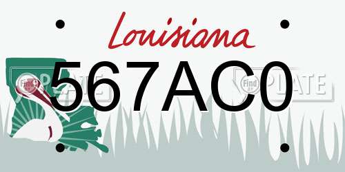 567AC0 Louisiana License Plate