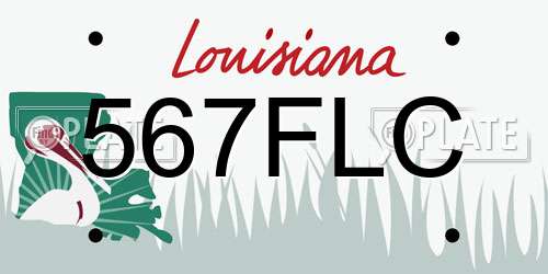 567FLC Louisiana License Plate