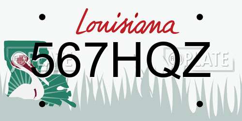 567HQZ Louisiana License Plate