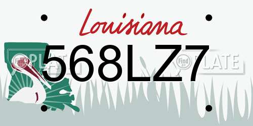 568LZ7 Louisiana License Plate