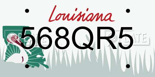 568QR5 Louisiana License Plate