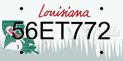 56ET772 Louisiana License Plate