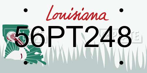 56PT248 Louisiana License Plate