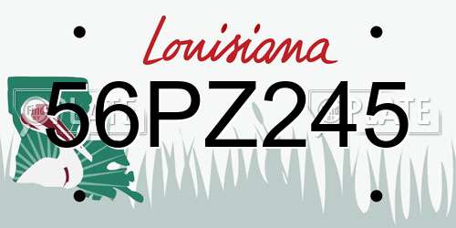 56PZ245 Louisiana License Plate