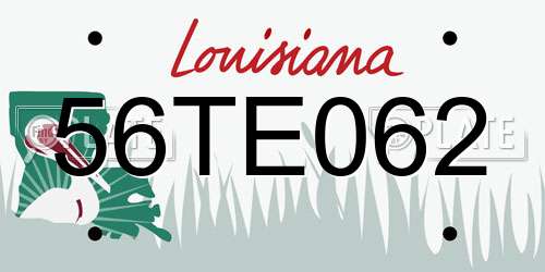56TE062 Louisiana License Plate