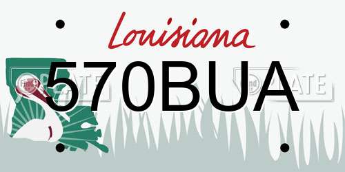 570BUA Louisiana License Plate