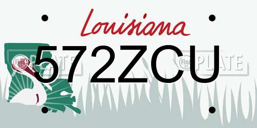 572ZCU Louisiana License Plate