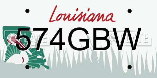 574GBW Louisiana License Plate