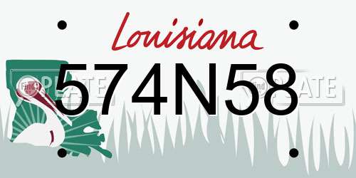 574N58 Louisiana License Plate