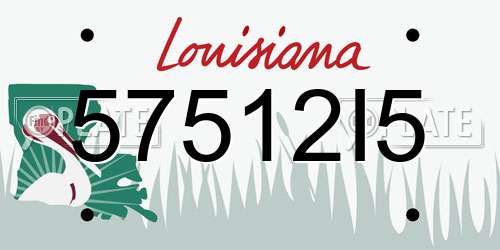 57512I5 Louisiana License Plate