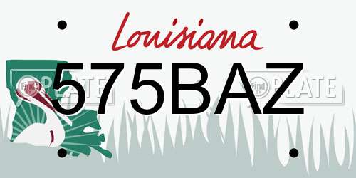 575BAZ Louisiana License Plate