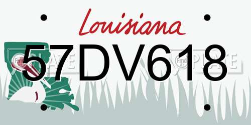 57DV618 Louisiana License Plate